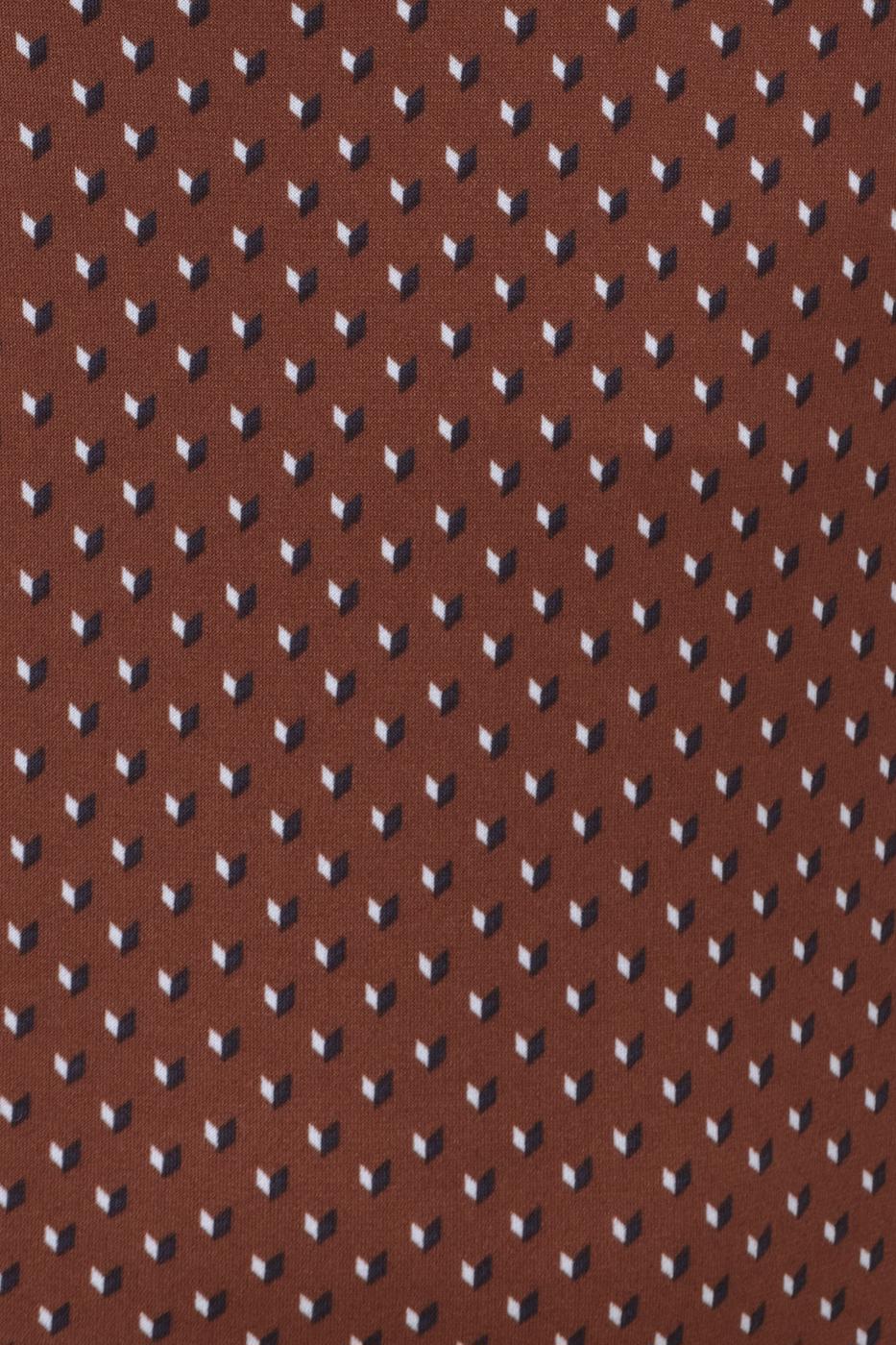 Deep Neck Decolette Midi Pencil Dress Brown