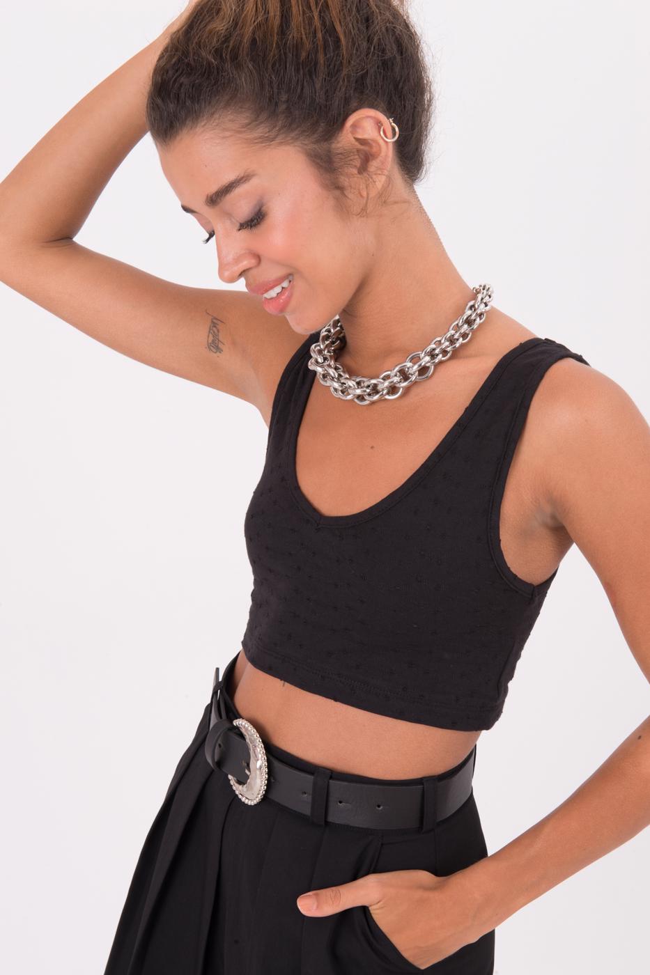 Deep Neck Top Black