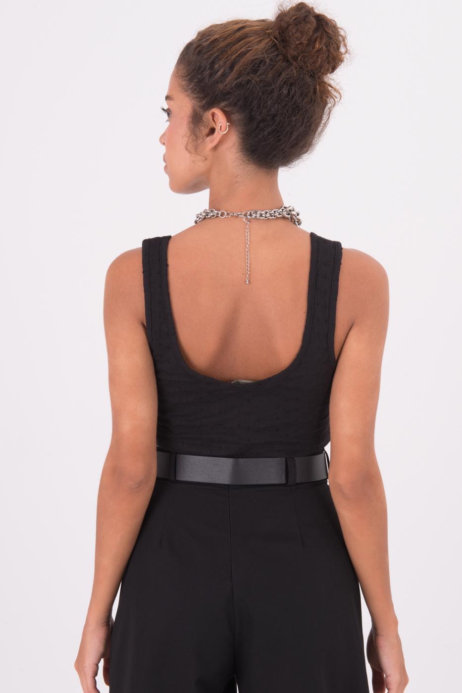 Deep Neck Top Black
