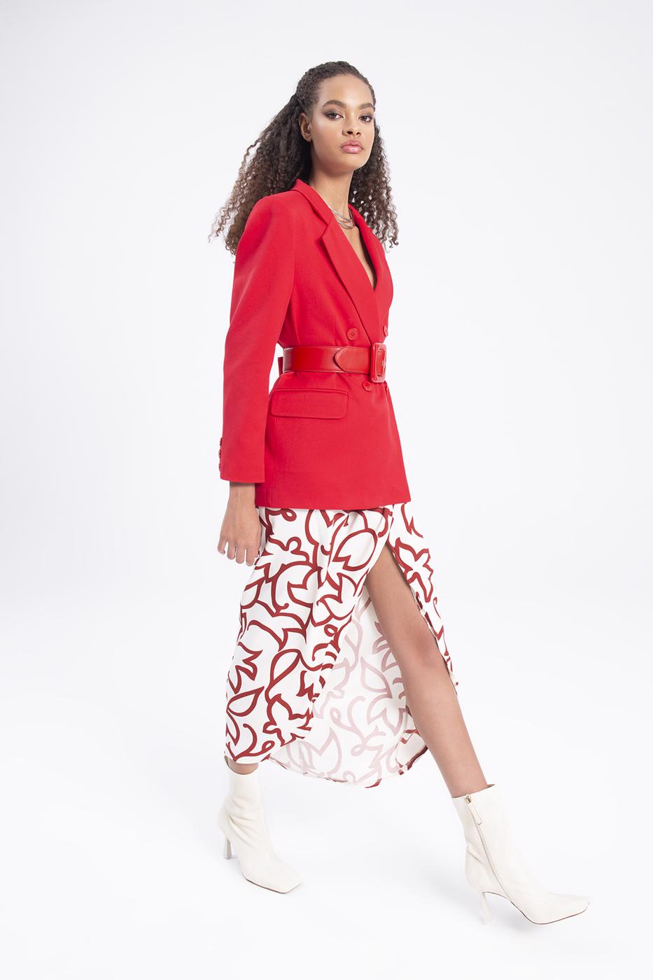 Midi skirt with deep slit
