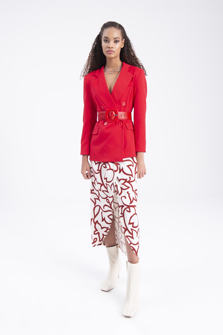 Midi skirt with deep slit
