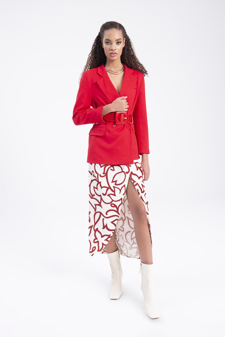 Midi skirt with deep slit