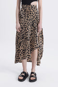 Midi skirt with deep slit Beige