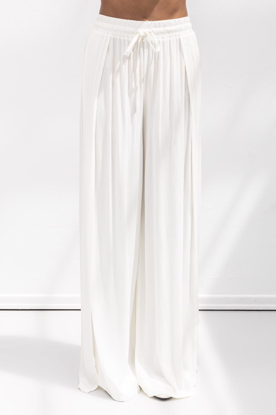 Deep Slit Wrap Loose Trousers Ecru