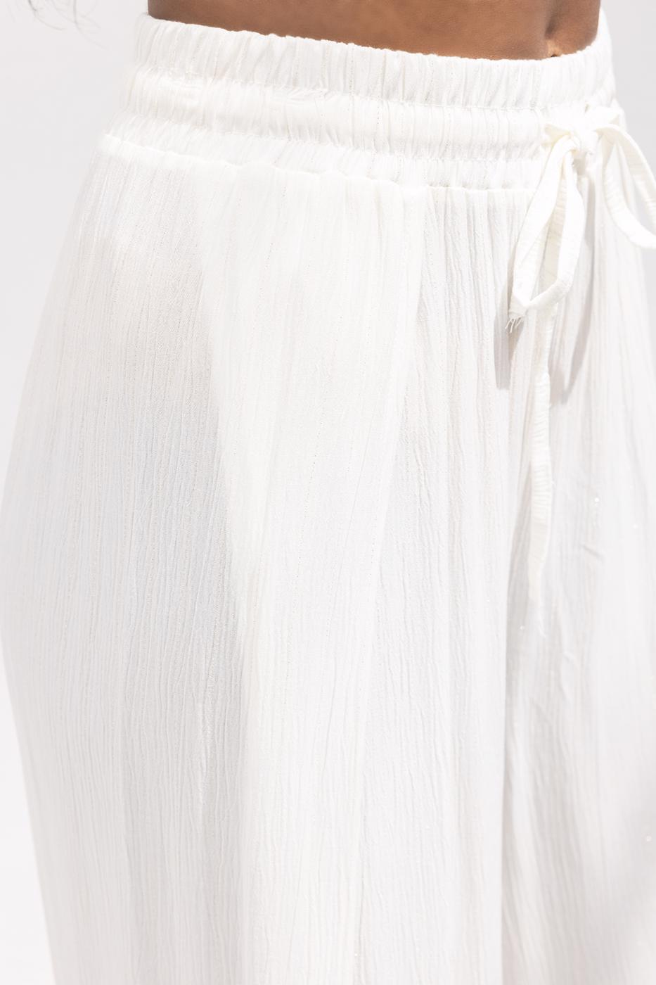 Deep Slit Wrap Loose Trousers Ecru