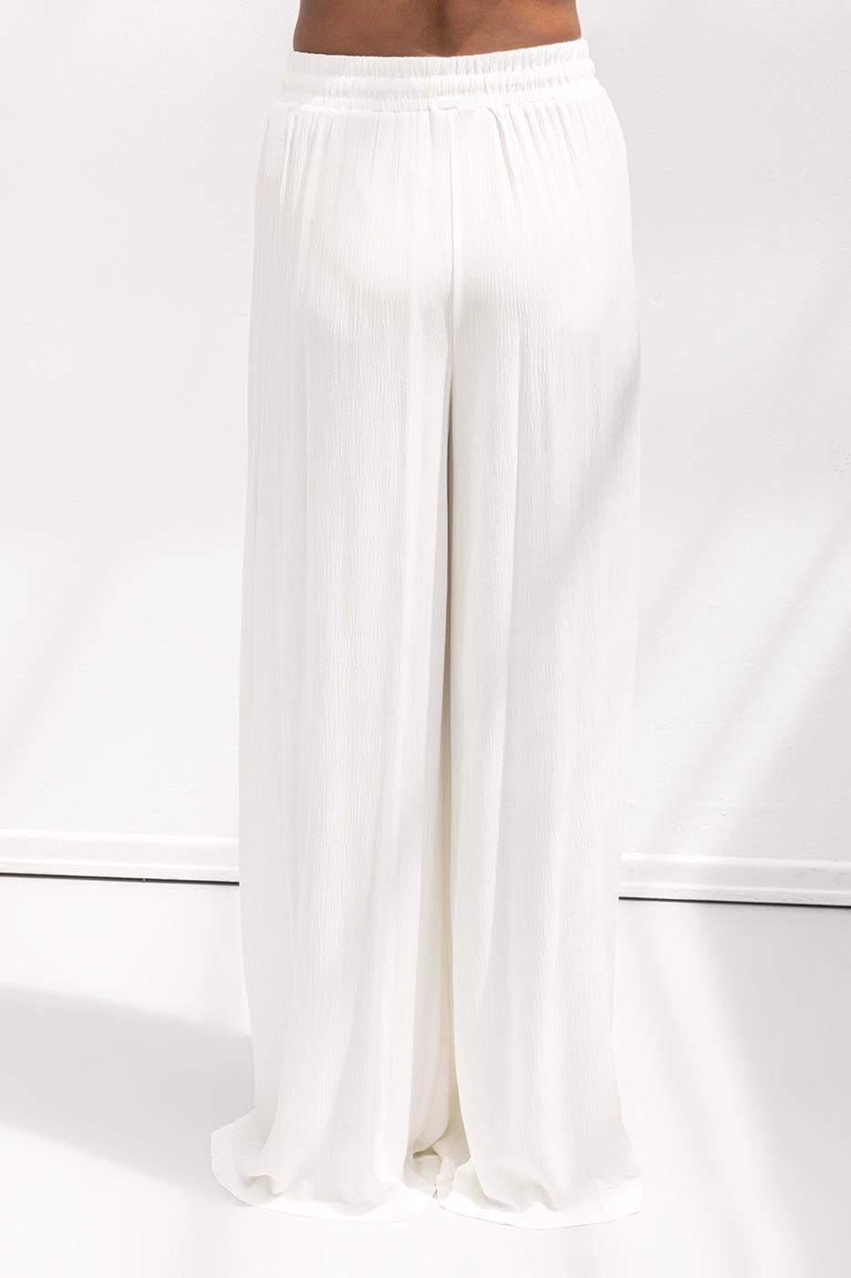 Deep Slit Wrap Loose Trousers Ecru