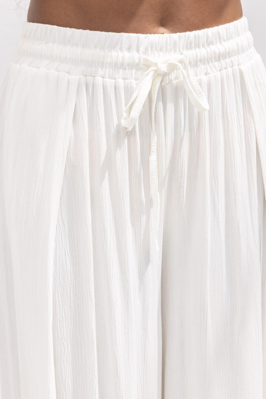 Deep Slit Wrap Loose Trousers Ecru