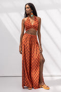 Deep Slit Wrap Loose Trousers Tile