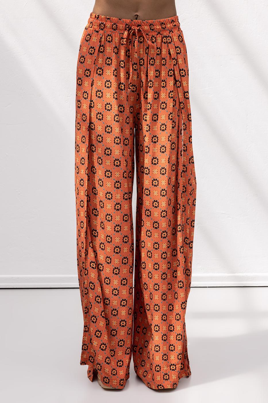 Deep Slit Wrap Loose Trousers Tile