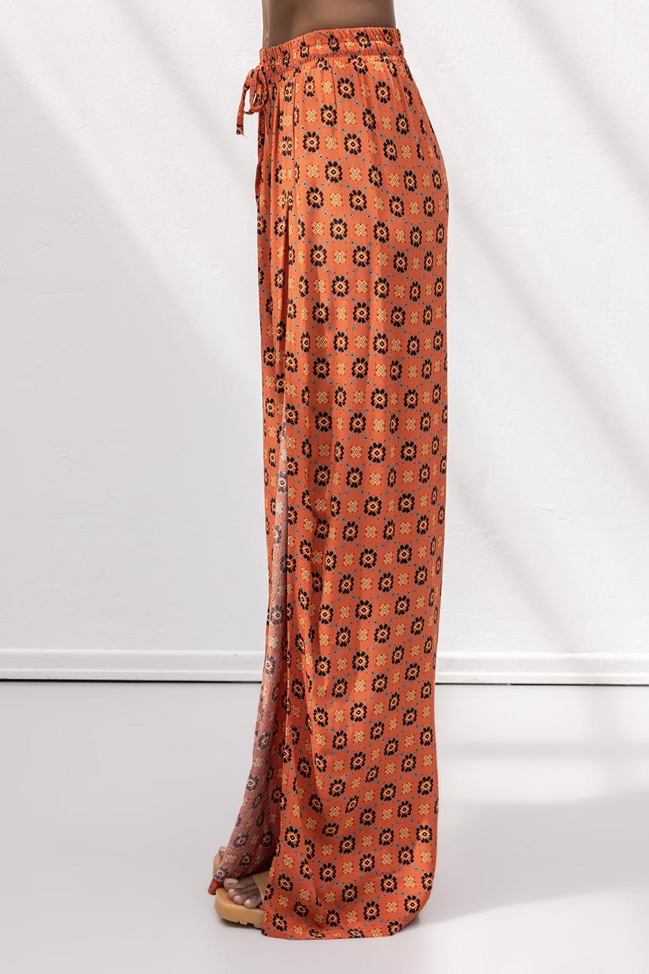 Deep Slit Wrap Loose Trousers Tile