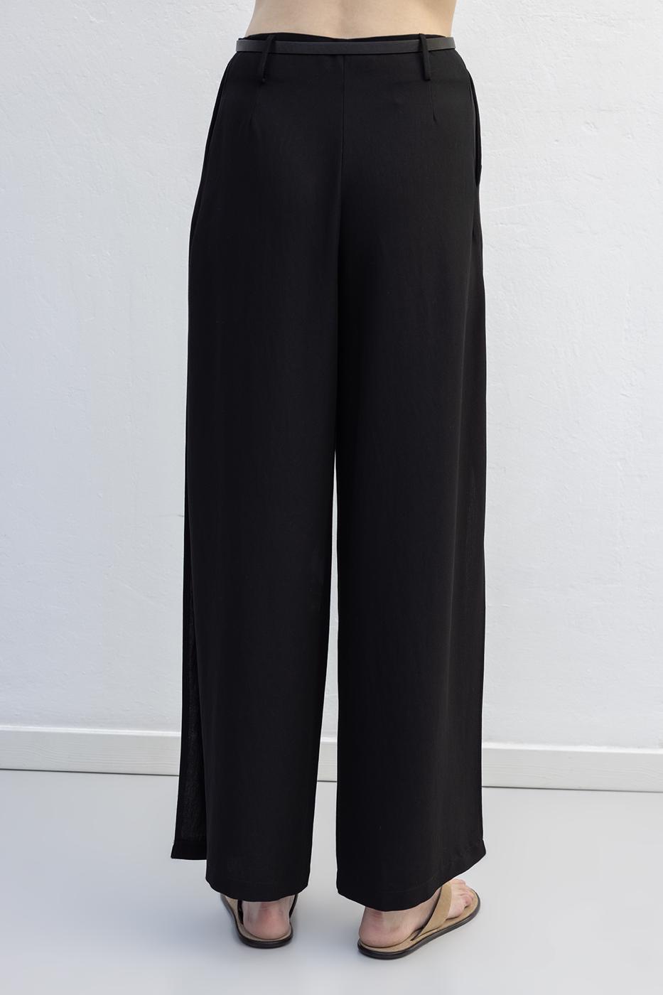 Deep Slit Wide Trousers Black
