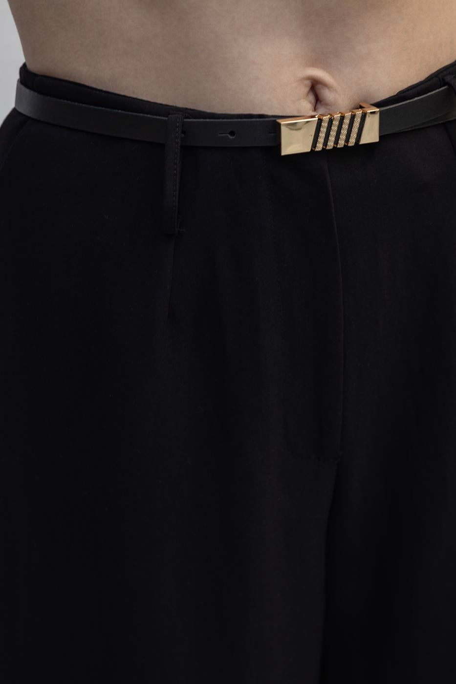 Deep Slit Wide Trousers Black