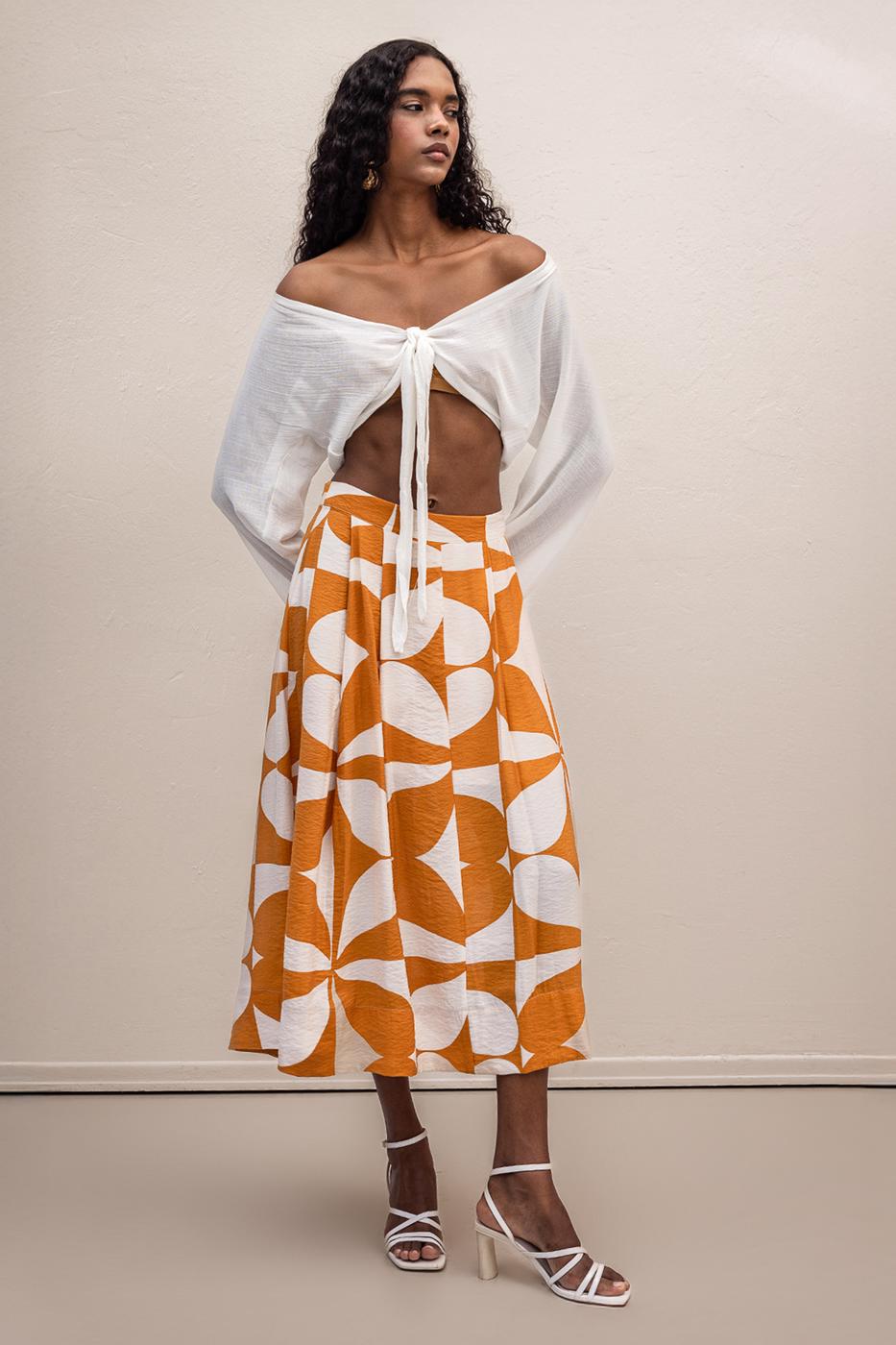 Patterned Midi Skirt Mıxed