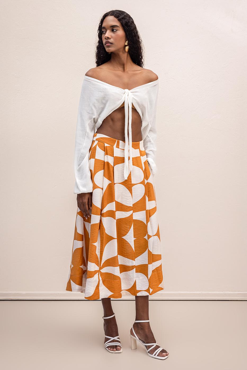 Patterned Midi Skirt Mıxed