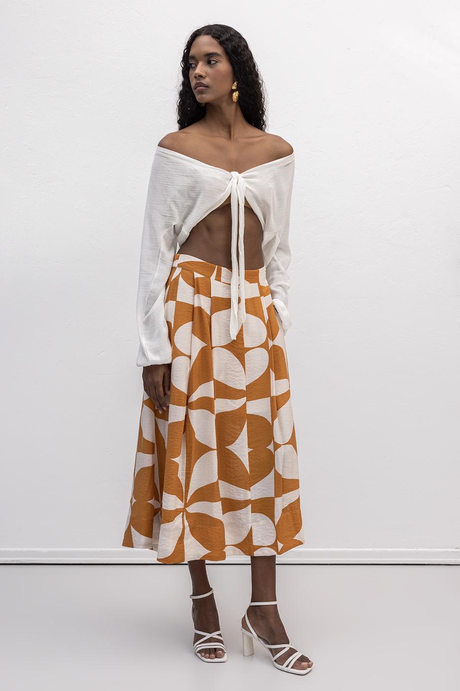 Patterned Midi Skirt Mıxed