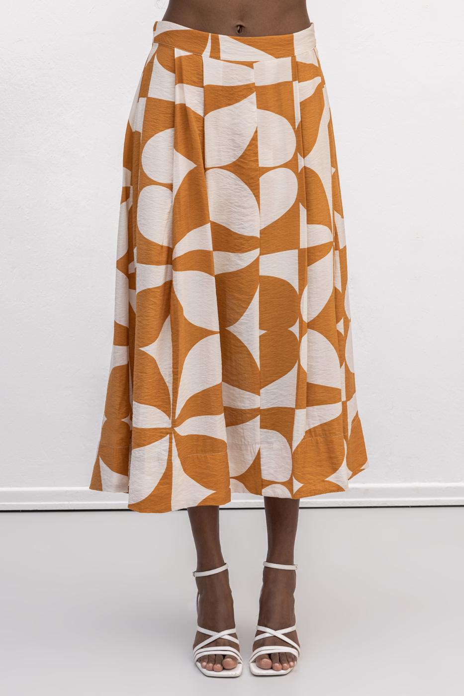 Patterned Midi Skirt Mıxed