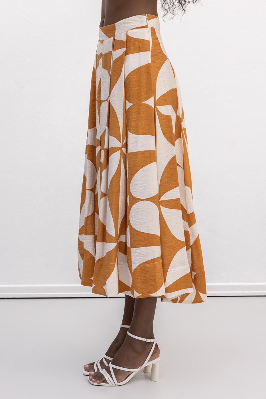 Patterned Midi Skirt Mıxed