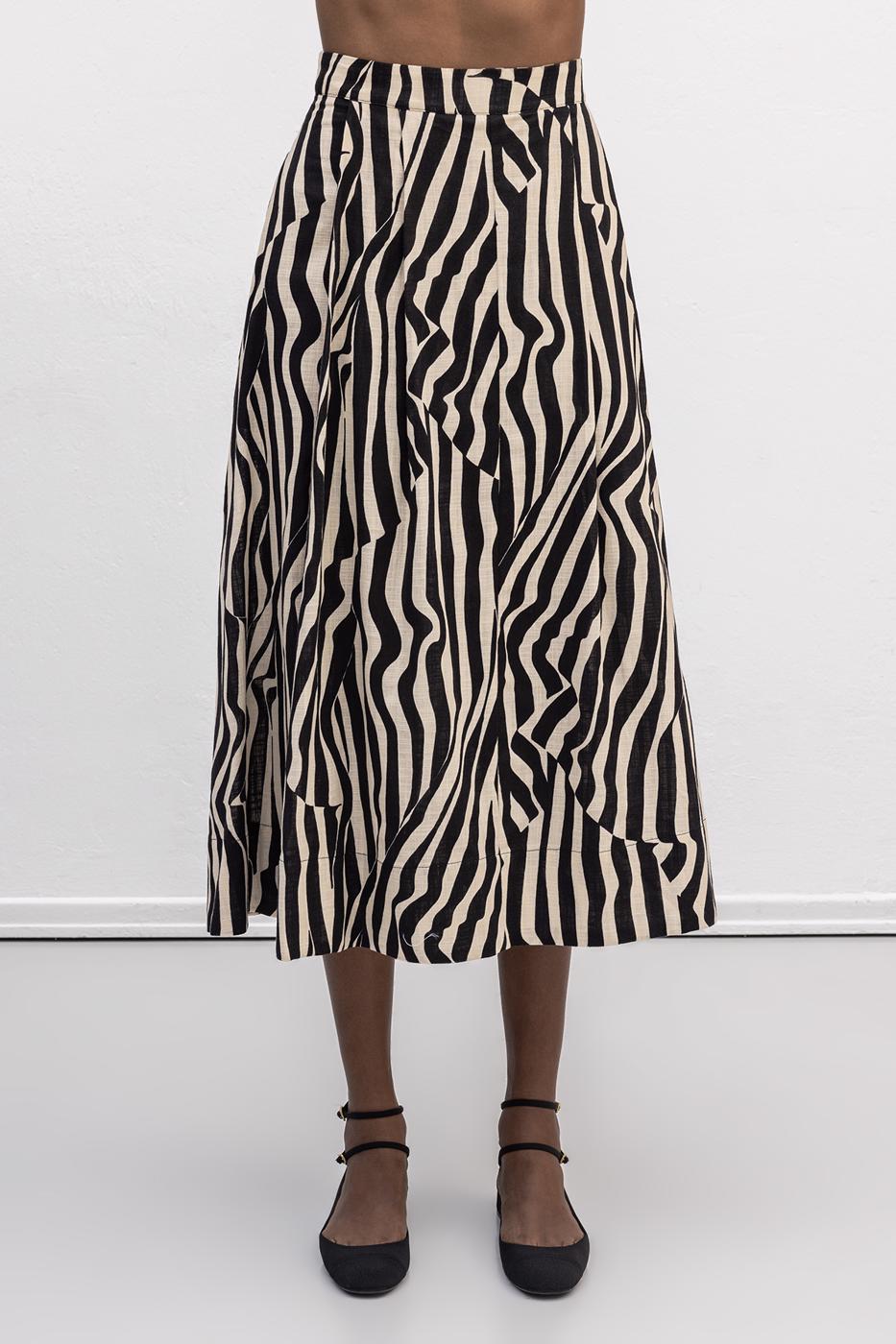 Patterned Midi Skirt Black