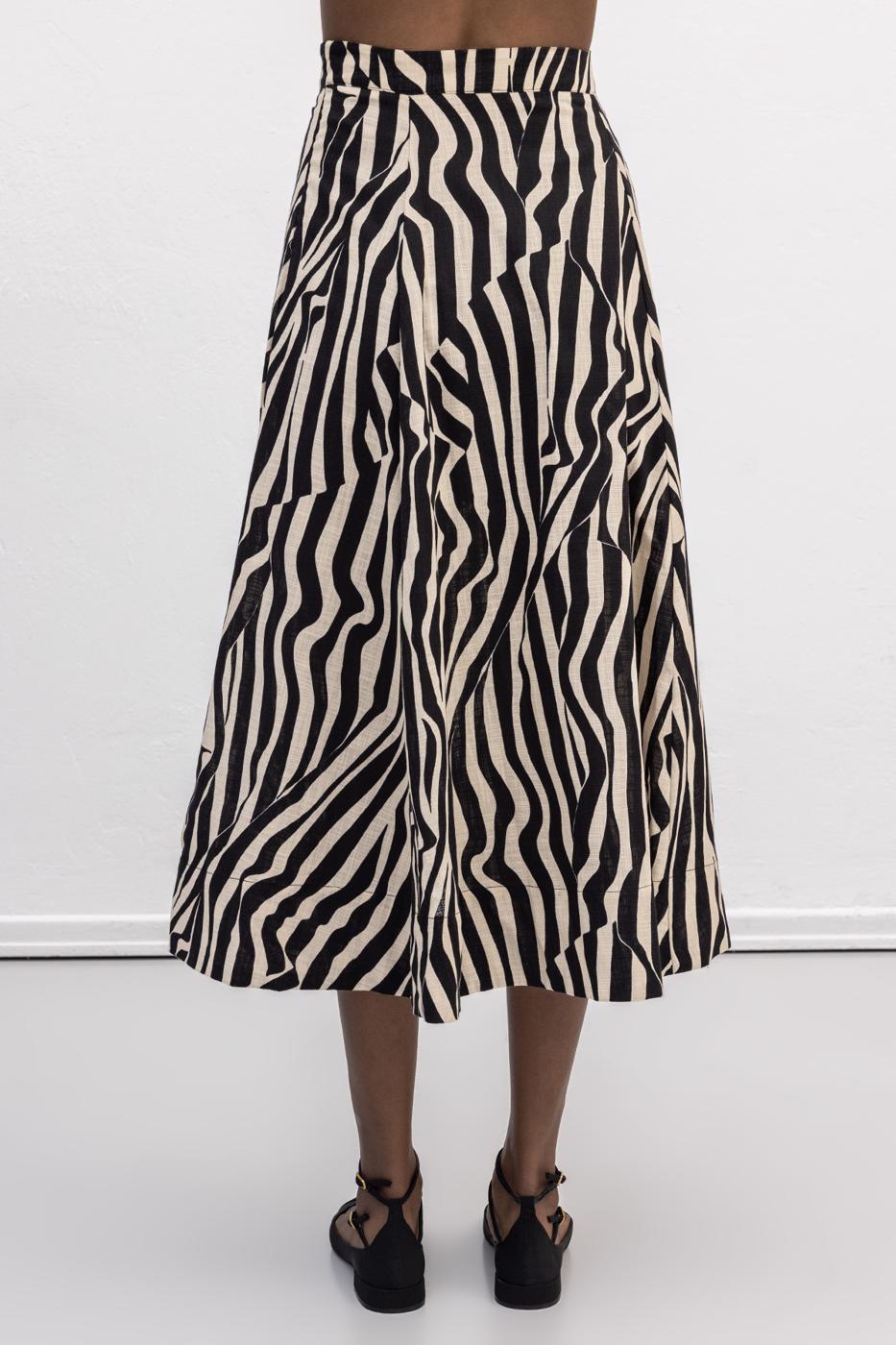 Patterned Midi Skirt Black