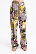 Printed Pleated Satin Pants
