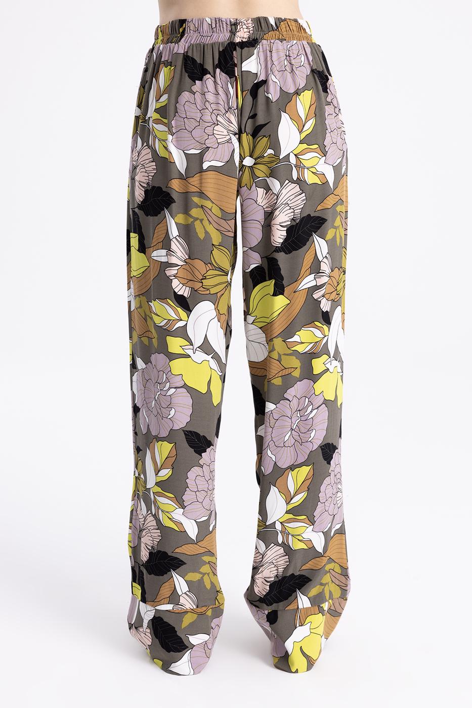 Printed Pleated Satin Pants