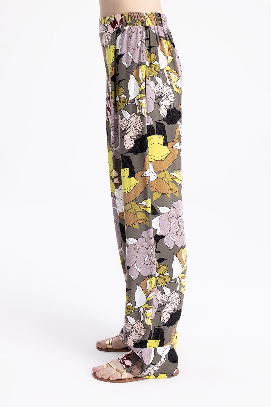 Printed Pleated Satin Pants