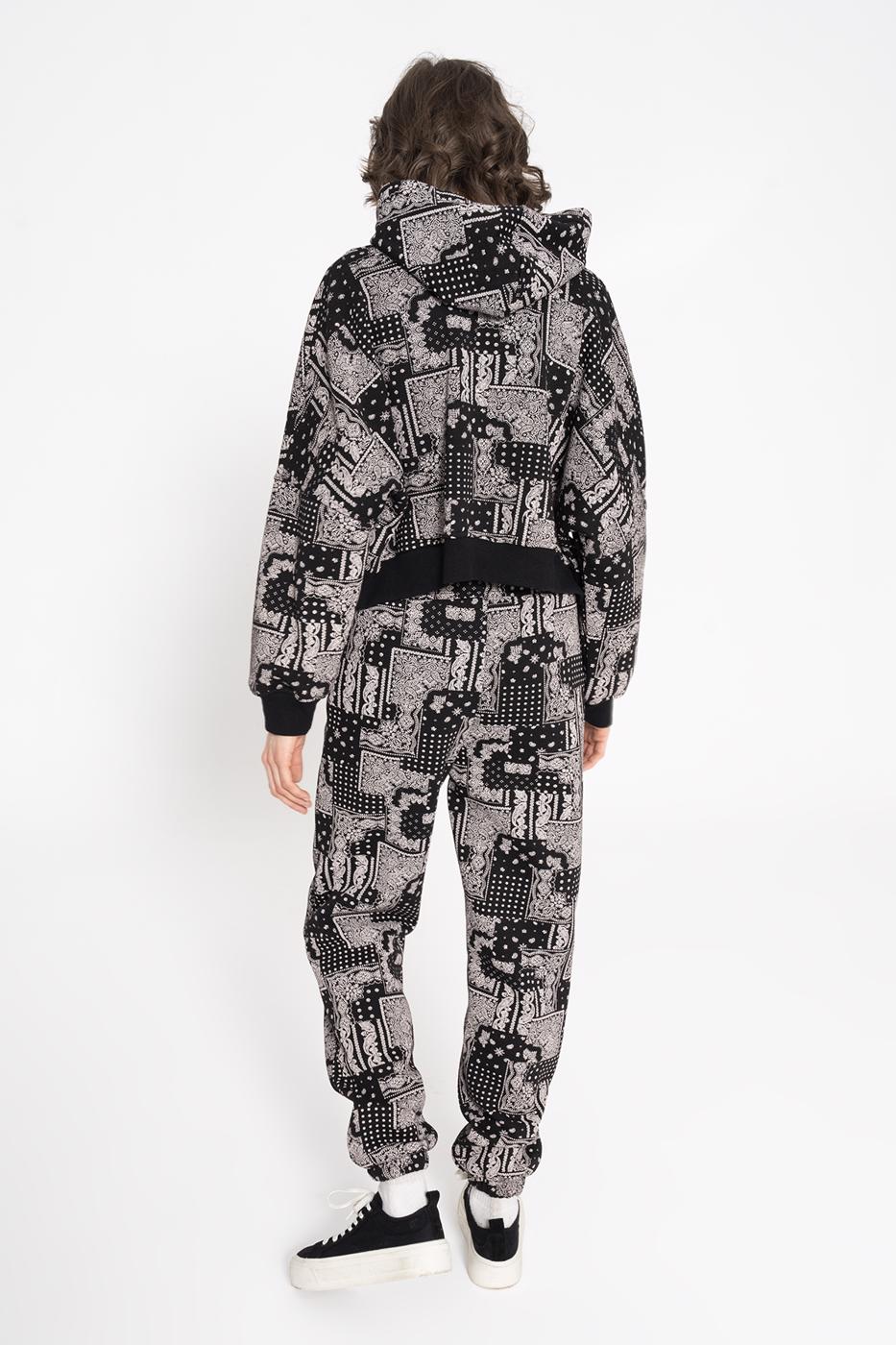 Printed Fleece Jogger Pants Mat black