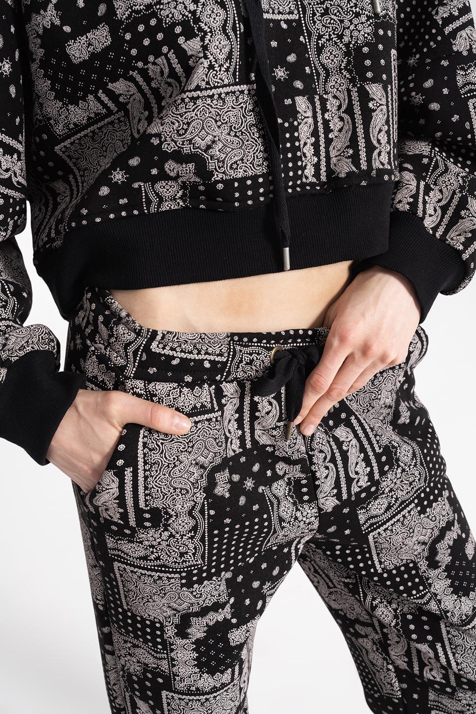Printed Fleece Jogger Pants Mat black