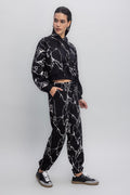 Printed Fleece Jogger Pants Black