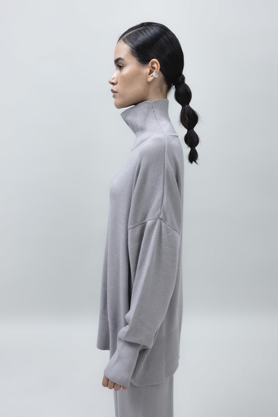 Loose Fit Turtle Neck Knit Pullover
