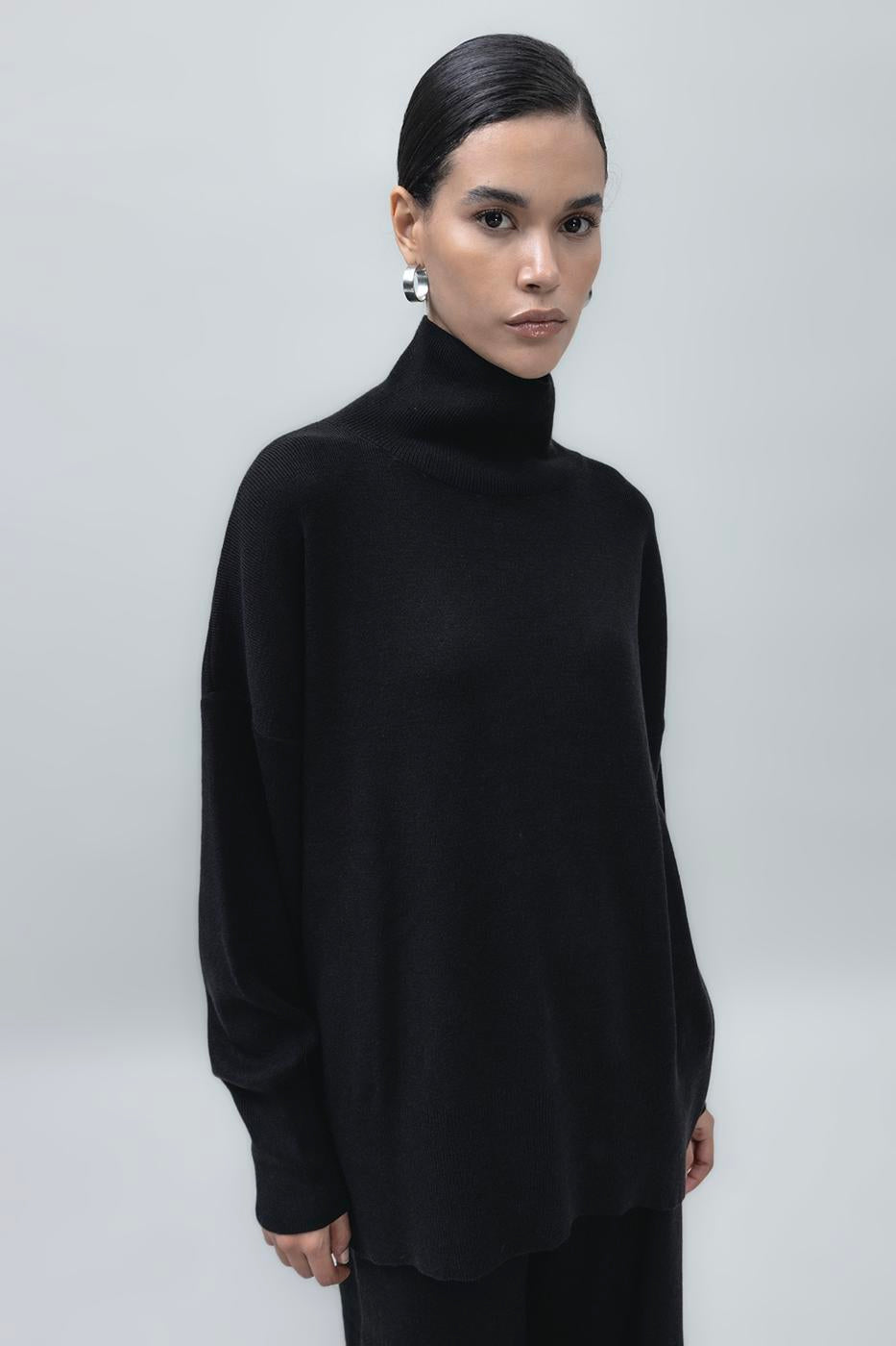 Loose Fit Turtle Neck Knit Pullover