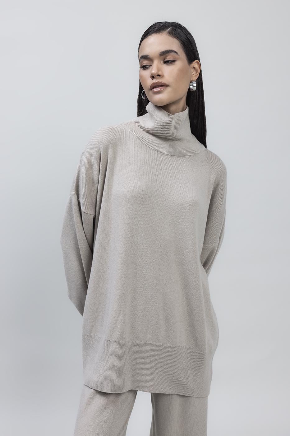 Loose Fit Turtle Neck Knit Pullover