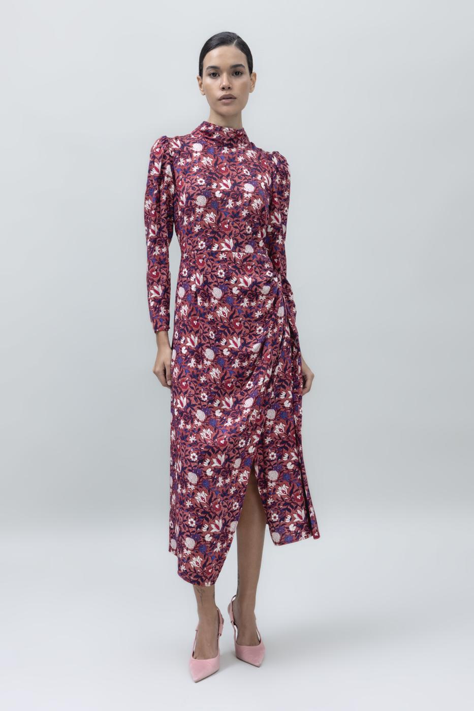 High Neck Detailed Midi Dress