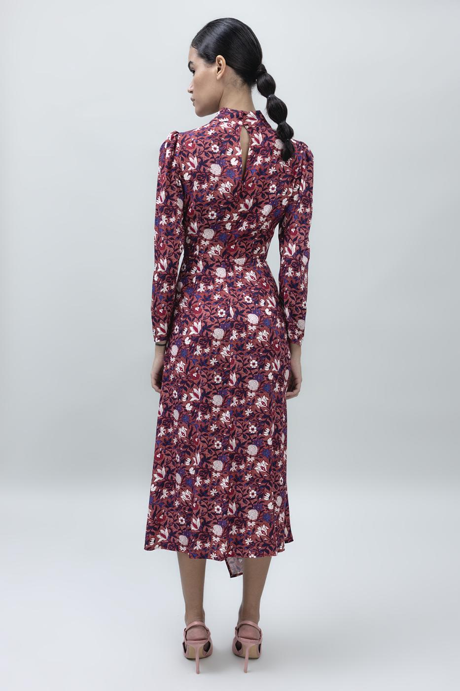 High Neck Detailed Midi Dress