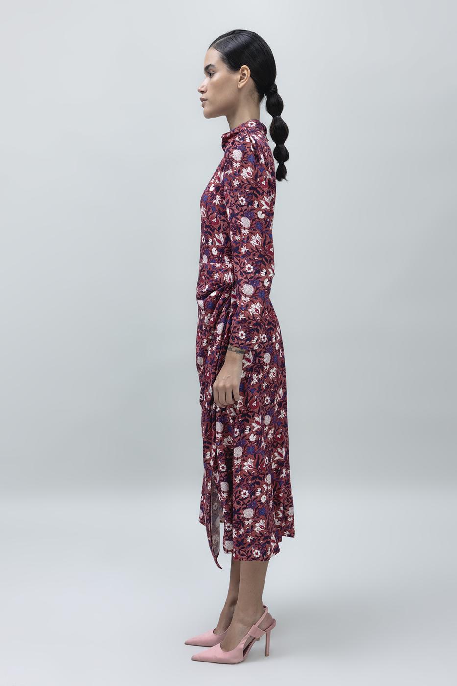 High Neck Detailed Midi Dress