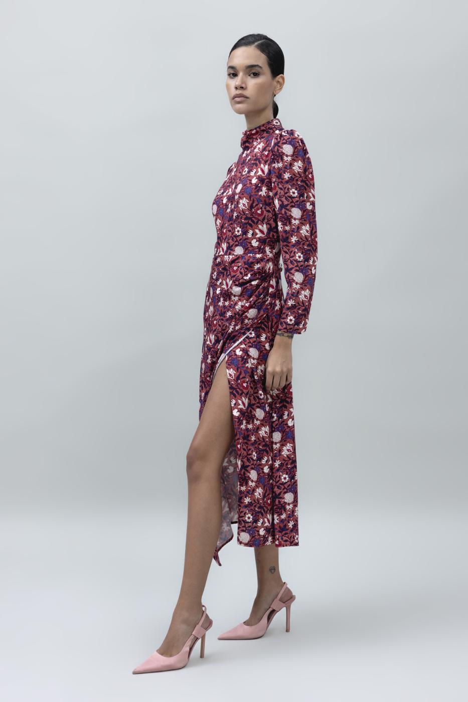High Neck Detailed Midi Dress