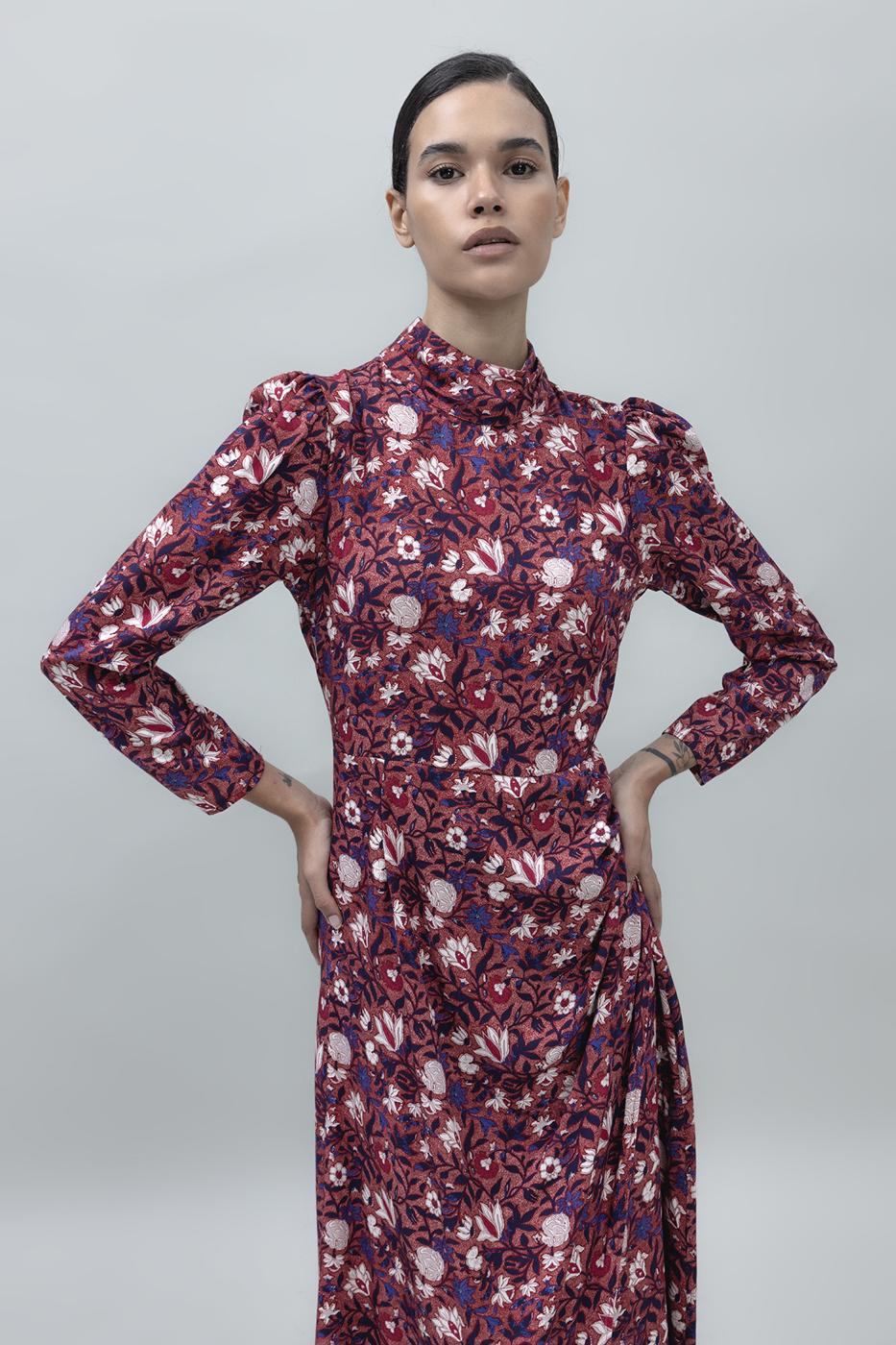 High Neck Detailed Midi Dress