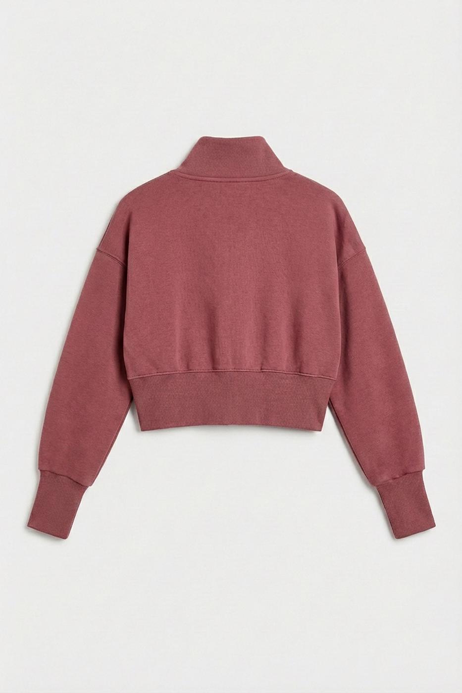 High-Neck Crop Sweatshirt Purple