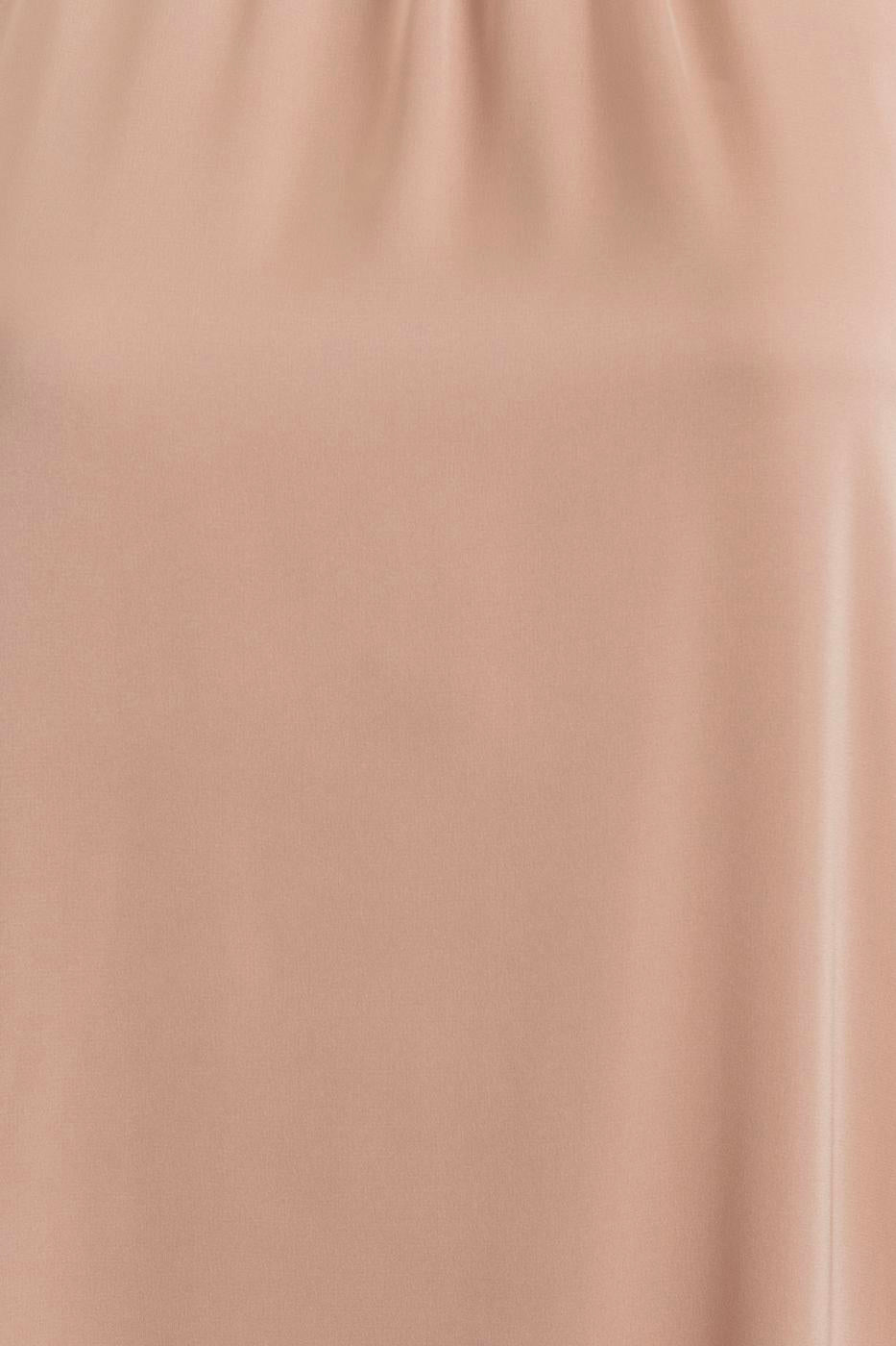 High Collar Oversize Satin Midi Dress Beige