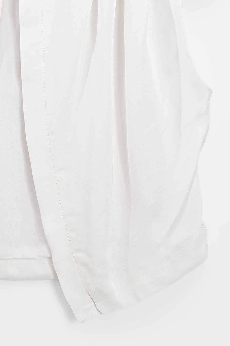 High-Neck Satin Blouse Off whıte