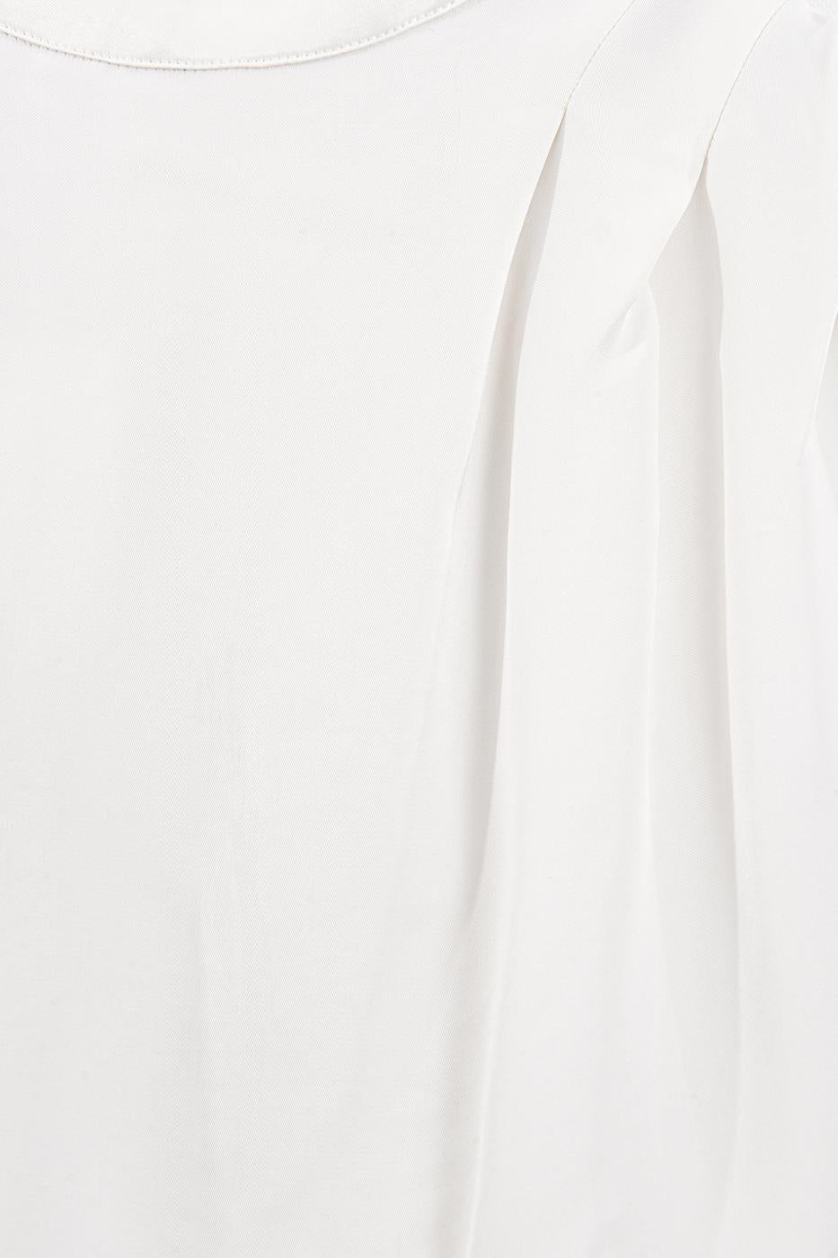 High-Neck Satin Blouse Off whıte