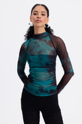 High Collar Tulle Top