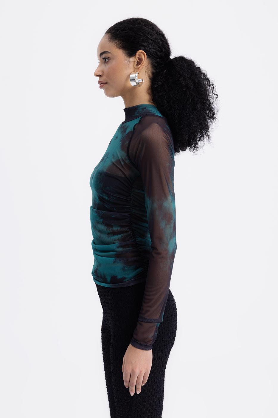 High Collar Tulle Top