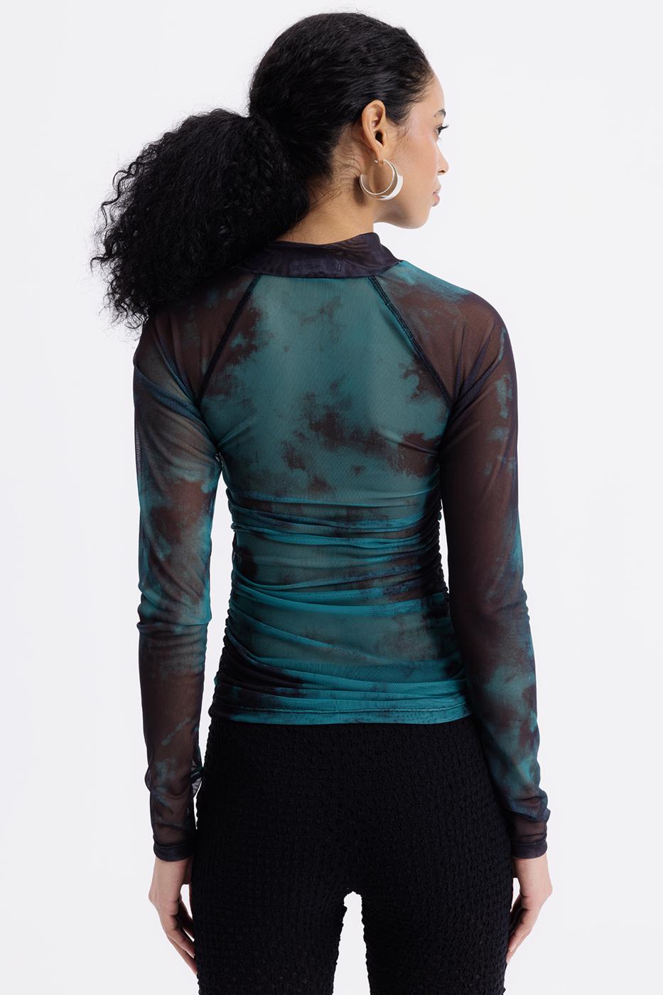 High Collar Tulle Top