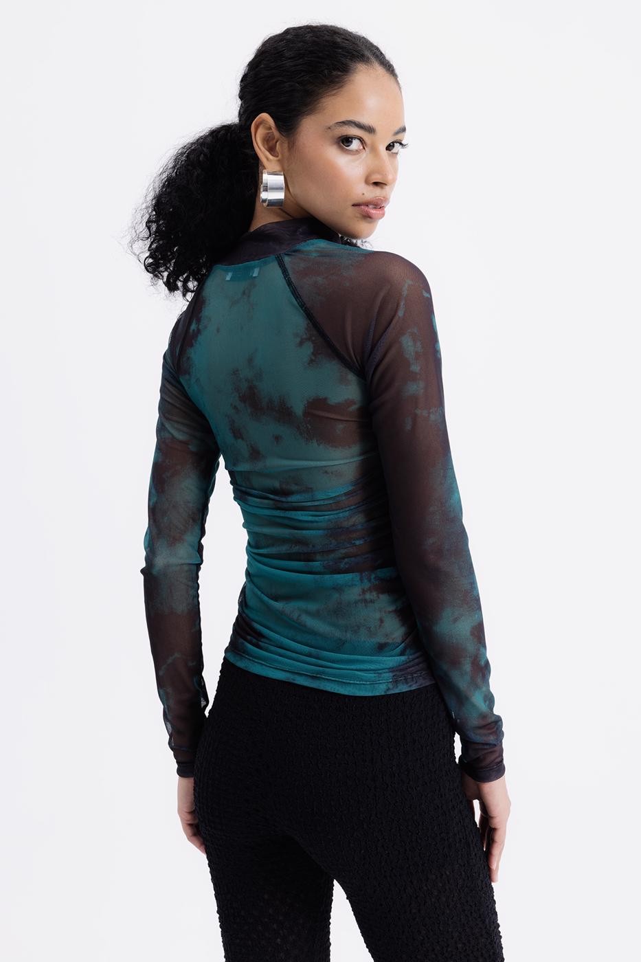 High Collar Tulle Top