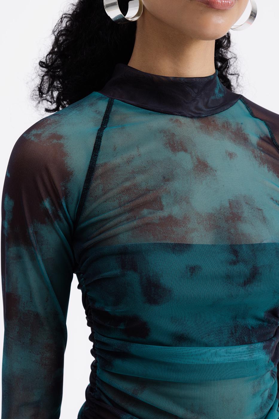 High Collar Tulle Top