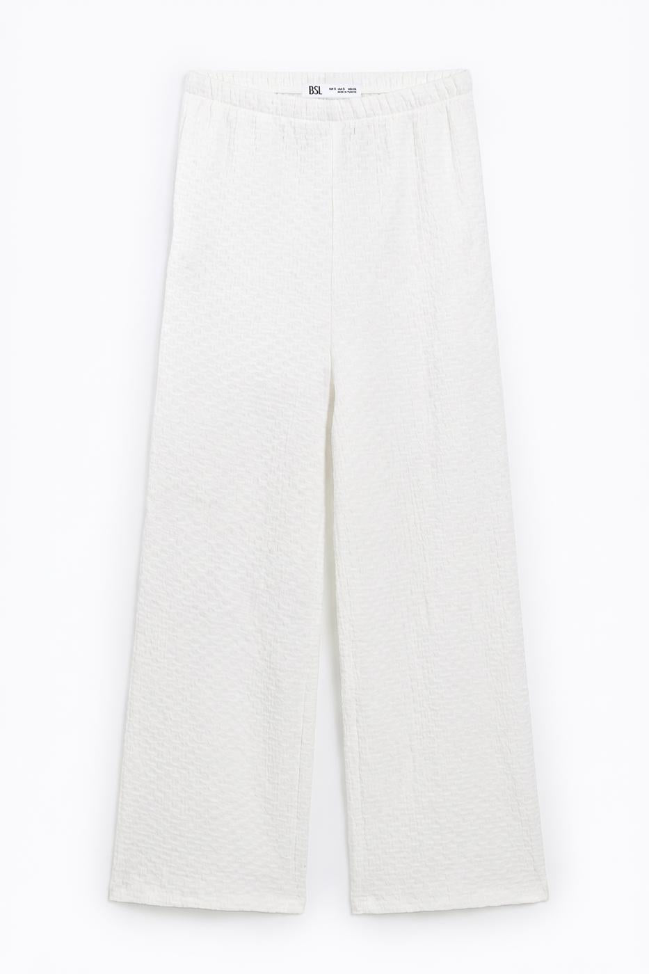Textured Wide-Leg Pants White