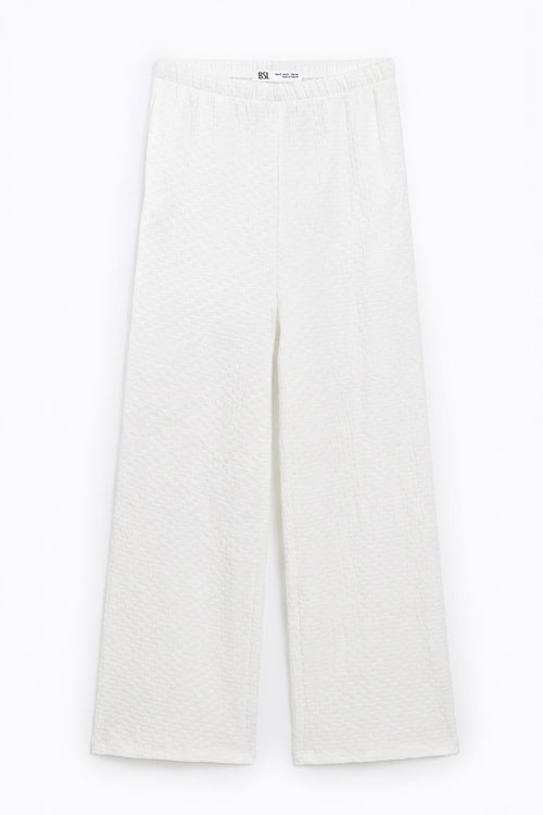 Textured Wide-Leg Pants White