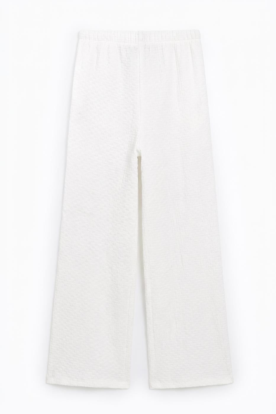 Textured Wide-Leg Pants White