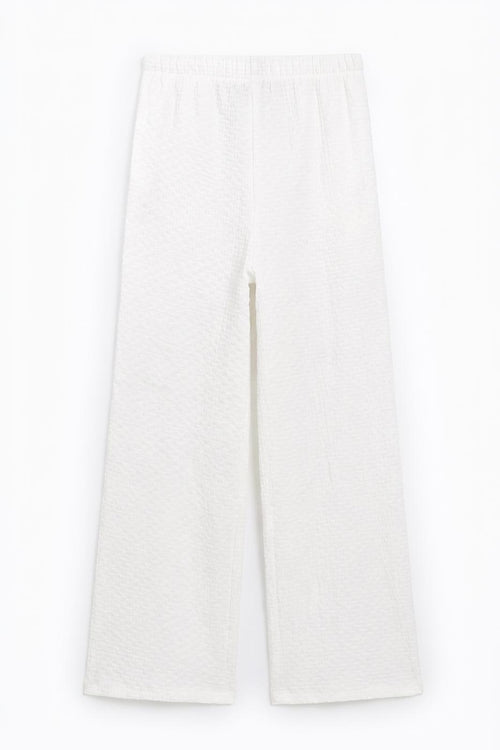 Textured Wide-Leg Pants White
